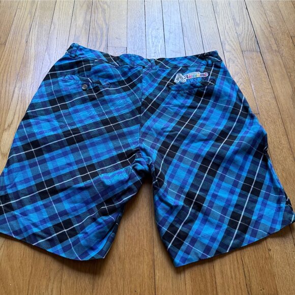 Royal & Awesome Size 36 Blue Plaid Trews Cotton Blend Comfortable Golf Shorts - Picture 13 of 15